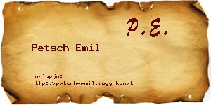 Petsch Emil névjegykártya